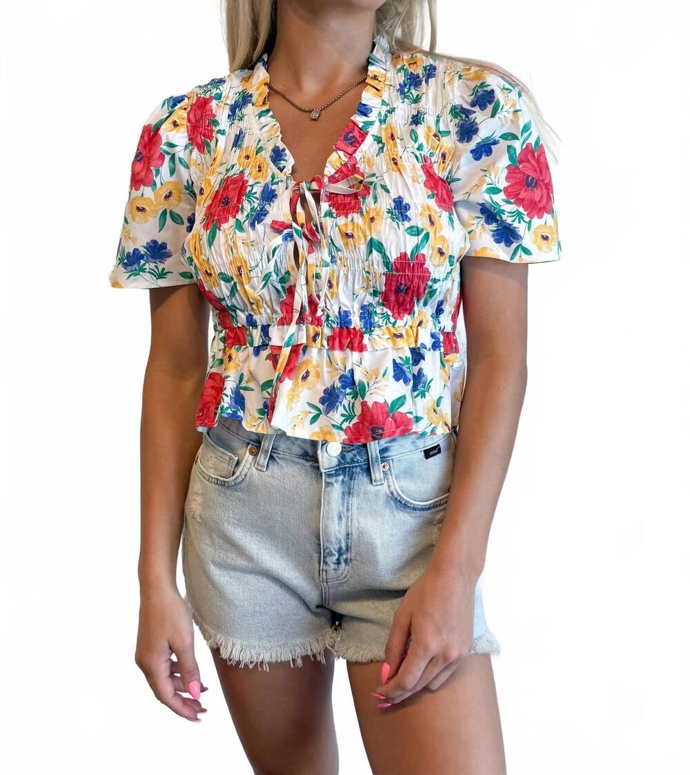 NEW OLIVACEOUS elowyn bloom ruffle blouse in white